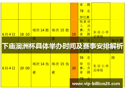 下庙澳洲杯具体举办时间及赛事安排解析 下庙澳洲杯具体举办时间及赛事安排解析